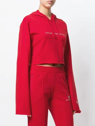 Shop Chiara Ferragni Kapuzenpullover Mit Überlangen Ärmeln In Red
