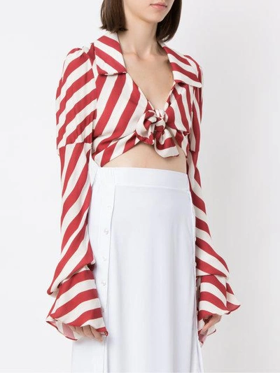 Shop Amir Slama Cropped Blouse In Red