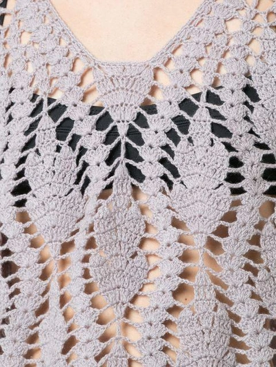 Shop Ryan Roche Cashmere Crocheted Design Top - Grey