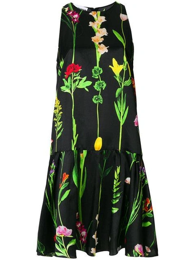Shop Moschino Floral Print Dress In Black