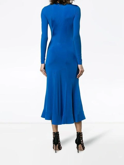 Shop Esteban Cortazar Long Sleeve Fitted Full Circle Dress In Blue