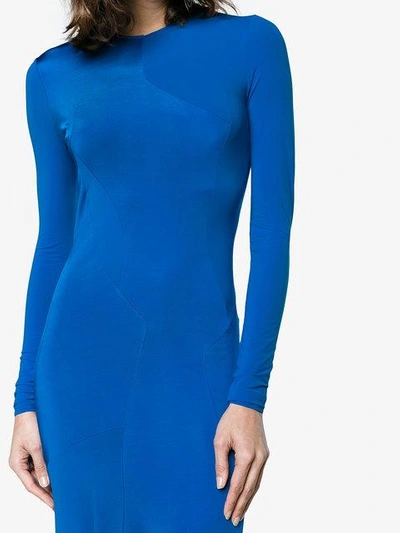 Shop Esteban Cortazar Long Sleeve Fitted Full Circle Dress In Blue