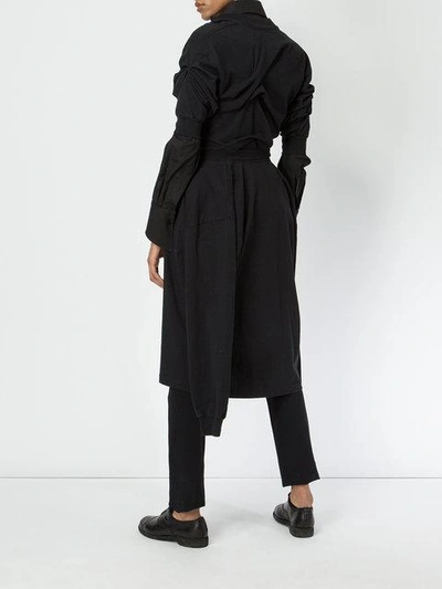 Shop Aganovich Asymmetric Button Coat In Black