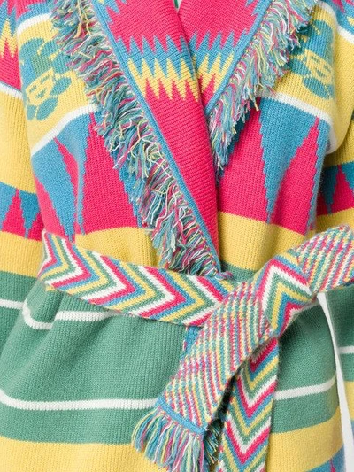 Shop Alanui Pattern Embroidered And Fringe Trim Cardigan - Multicolour