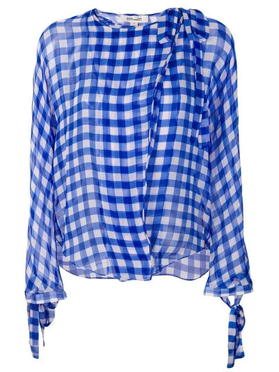 Shop Diane Von Furstenberg Checkered Wrap Shirt
