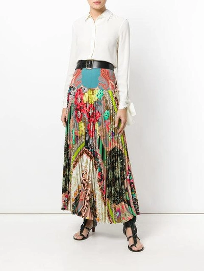 Shop Etro Floral And Paisley Pleated Skirt In Multicolour