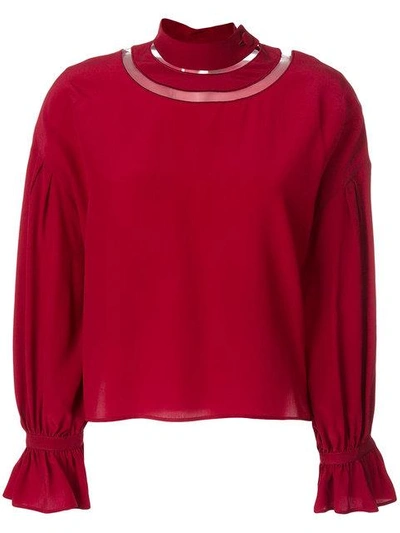 Shop Fendi Collar Detail Shirt - Red