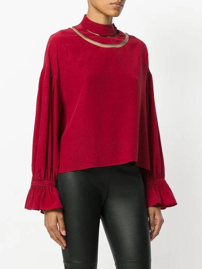 Shop Fendi Collar Detail Shirt - Red