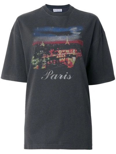 Shop Balenciaga Paris Print T-shirt - Grey