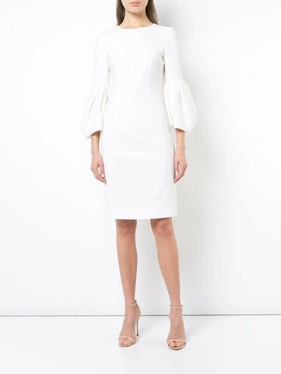 Shop Carolina Herrera Bell Sleeve Dress In White