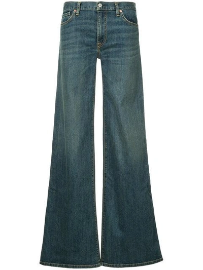 Shop Nili Lotan Flared Buttoned Jeans In Blue