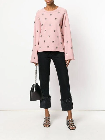 Shop As65 Embellished Star Distressed Sweater In Pink
