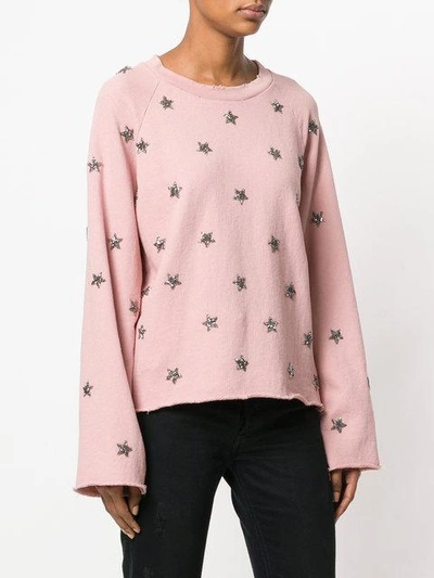 Shop As65 Embellished Star Distressed Sweater In Pink