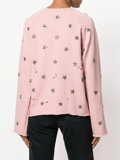 Shop As65 Embellished Star Distressed Sweater In Pink