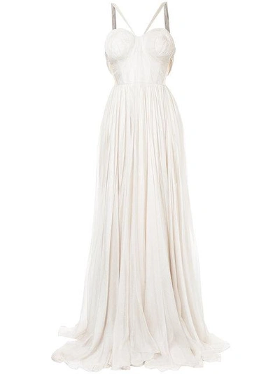 Shop Maria Lucia Hohan Halterneck Pleated Design Gown In White