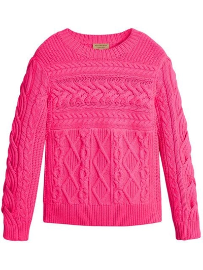 Shop Burberry Aran Sweater In Pink