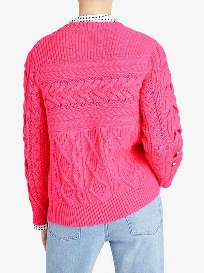 Shop Burberry Aran Sweater In Pink