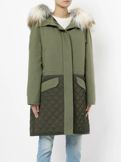 Shop Yves Salomon Army Quilted Combo Parka - Green