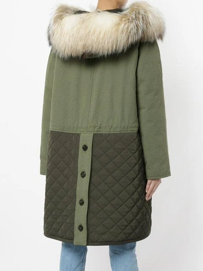 Shop Yves Salomon Army Quilted Combo Parka - Green