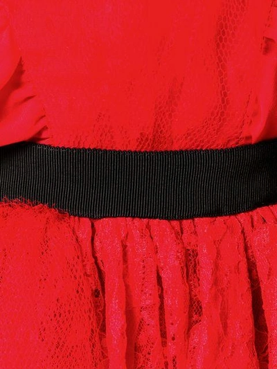 Shop Msgm Ruffled Lace Dress - Red