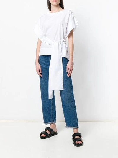 Shop Xacus Tie Waist T In White