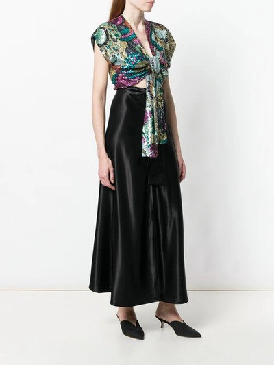 Shop Attico Front-tie Sequin Georgette Dress In Black