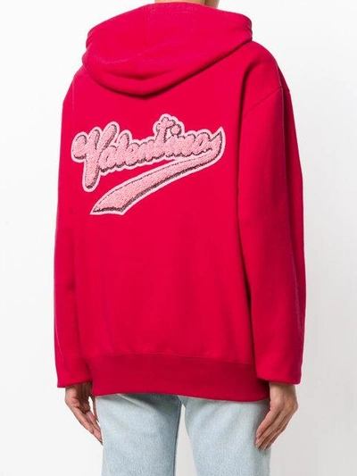 Shop Valentino Lipstick Print Hoodie In Red