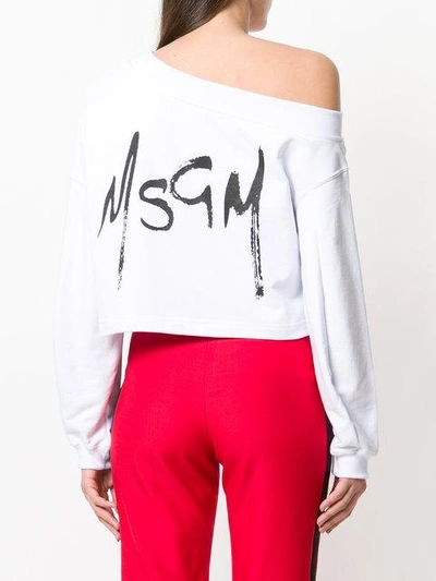 Shop Msgm Asymmetrical Shape Sweater - White