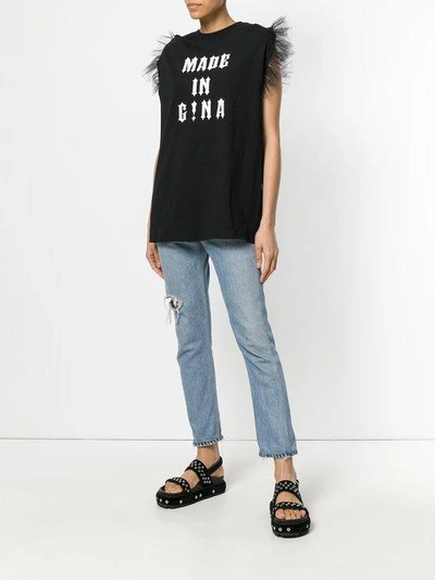 Shop Gina Tulle Detail T-shirt - Black