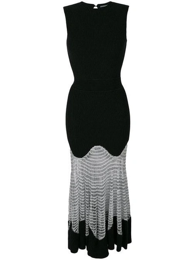 Shop Alexander Mcqueen Mesh Knit Dress In Black