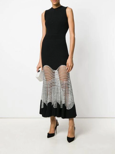 Shop Alexander Mcqueen Mesh Knit Dress In Black