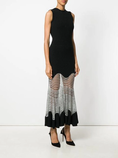 Shop Alexander Mcqueen Mesh Knit Dress In Black