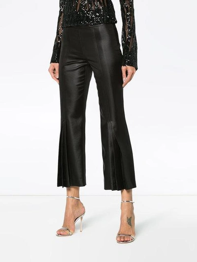 Shop Marco De Vincenzo Cropped Flared Mid Rise Pants In Black