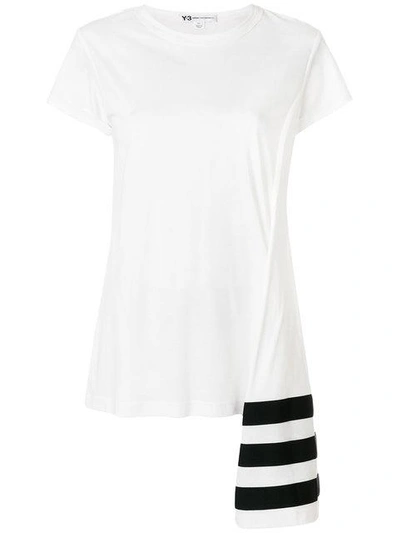 Shop Y-3 Stripe Asymmetric Hem T-shirt In White