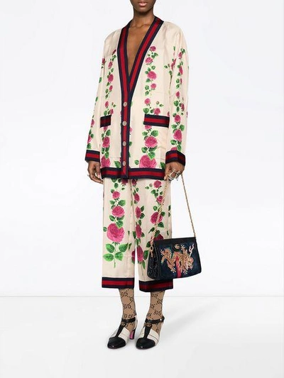 Shop Gucci Hose Mit Rosengarten-print In Pink