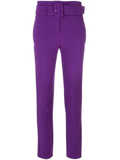 Shop Theory Belted High Waist Trousers - Purple