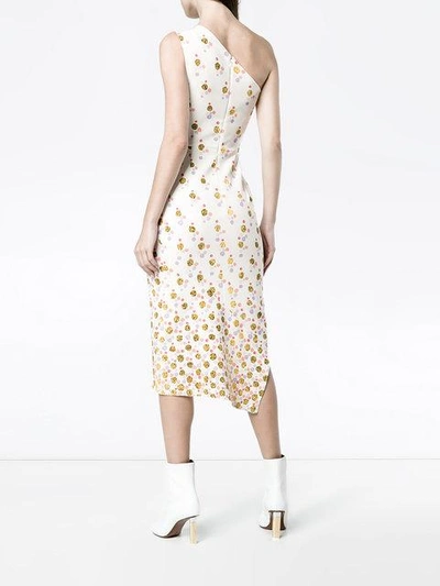 Shop Peter Pilotto One Shoulder Floral Print Dress In White