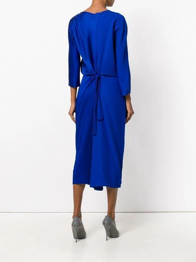 Shop Marni Gathered V-neck Dress - Blue