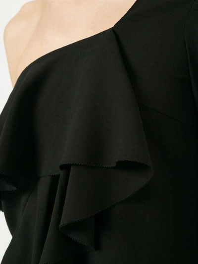 Shop Goen J One-shoulder Ruffle Blouse In Black