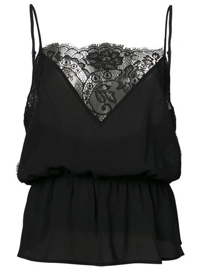 Anine Bing Lace trimmed Silk Camisole In Black ModeSens