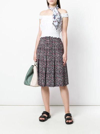 Shop Marni Patterned Pleated Skirt - Black