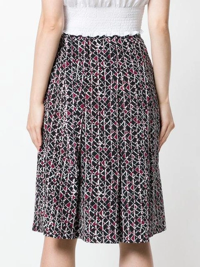 Shop Marni Patterned Pleated Skirt - Black