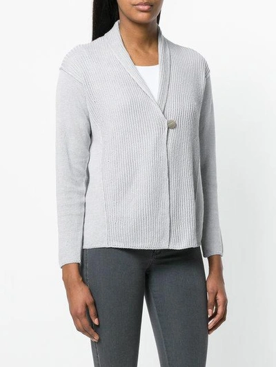 Shop Le Tricot Perugia One Button Cardigan In Grey