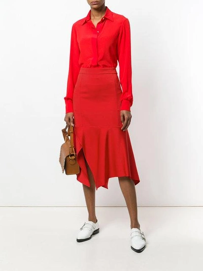Shop Victoria Beckham Asymmetric Midi Skirt - Red