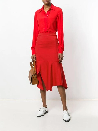 Victoria Beckham Asymmetric Slit Skirt In Red