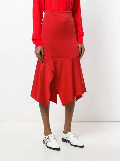 Shop Victoria Beckham Asymmetric Midi Skirt - Red