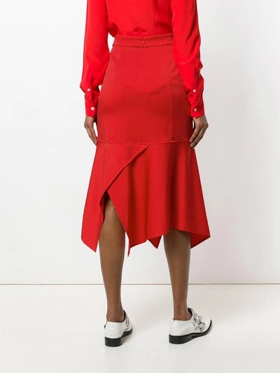 Shop Victoria Beckham Asymmetric Midi Skirt - Red