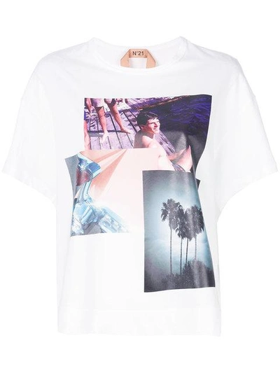Shop N°21 Photo Collage T-shirt In White