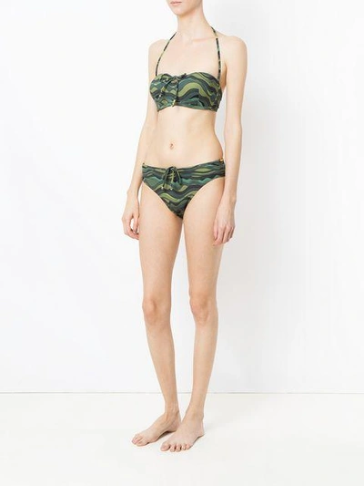 Shop Amir Slama Wave Print Bikini Set In Green