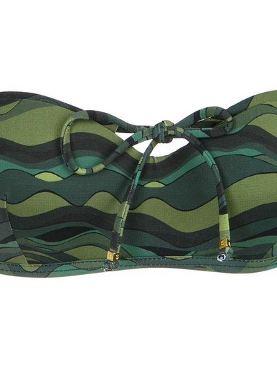 Shop Amir Slama Wave Print Bikini Set In Green